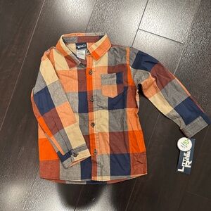 Kids Plaid Shirt - Orange, Blue, Tan